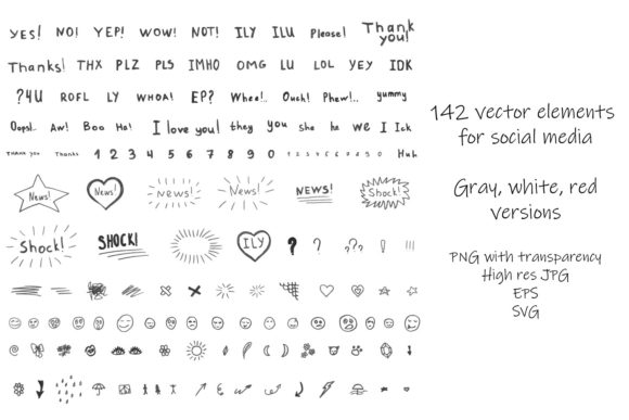 142 Doodle Images for Social Media Bundle: A Creative Resource for Digital Content