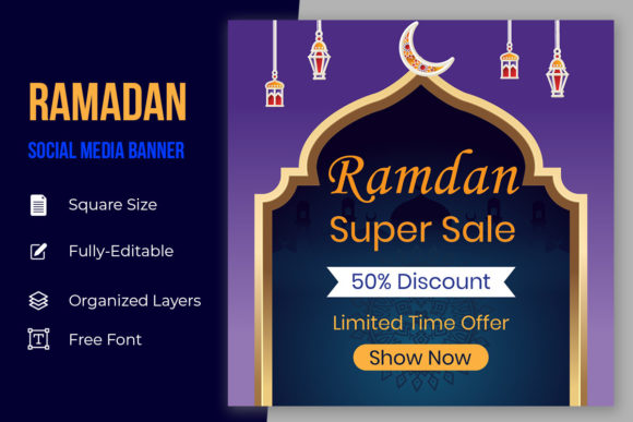 Holy Sale Social Media Promotion Poster for Ramadan and Eid Mubarak