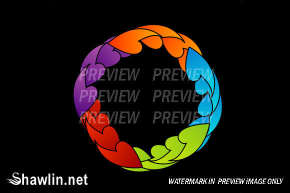 Rainbow Colored Floral Design Element
